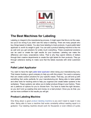 the best machines for labeling