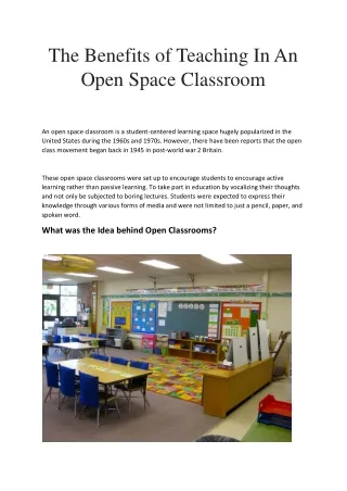 The Benefits of Teaching In An Open Space Classroom