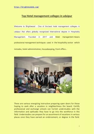 Hotel Management Course in Udaipur and best hotel management colleges in Udaipur