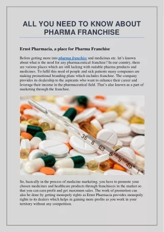 All you Need to know About Pharma Franchise