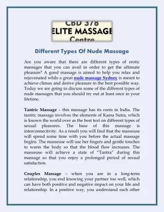 different types of nude massage