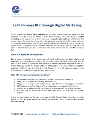 Let’s Increase ROI through Digital Marketing