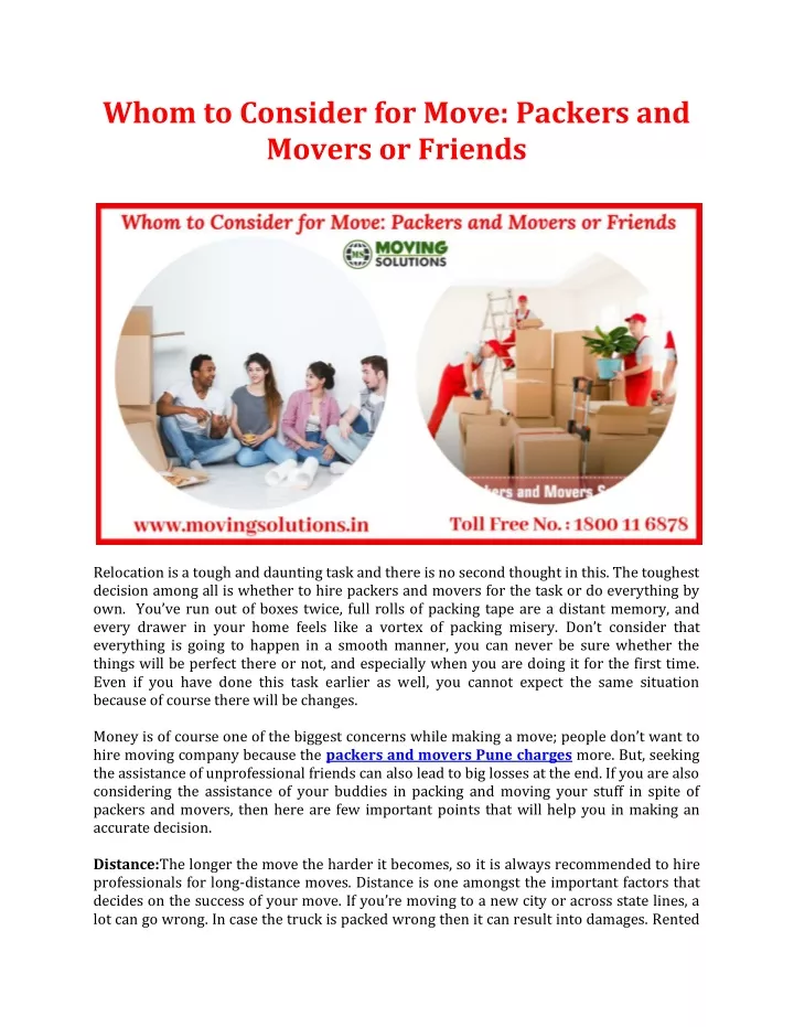 whom to consider for move packers and movers