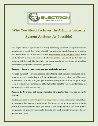 why you need to invest in a home security