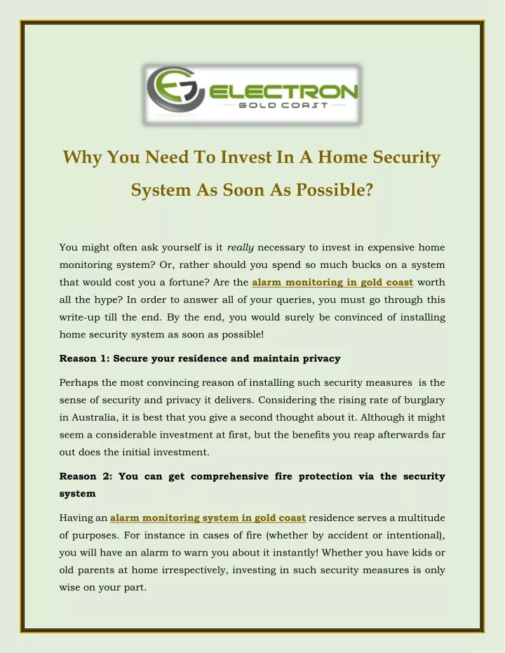 why you need to invest in a home security