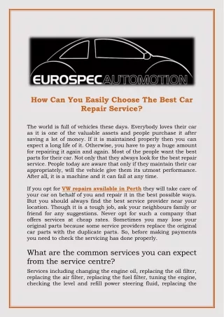 how can you easily choose the best car repair
