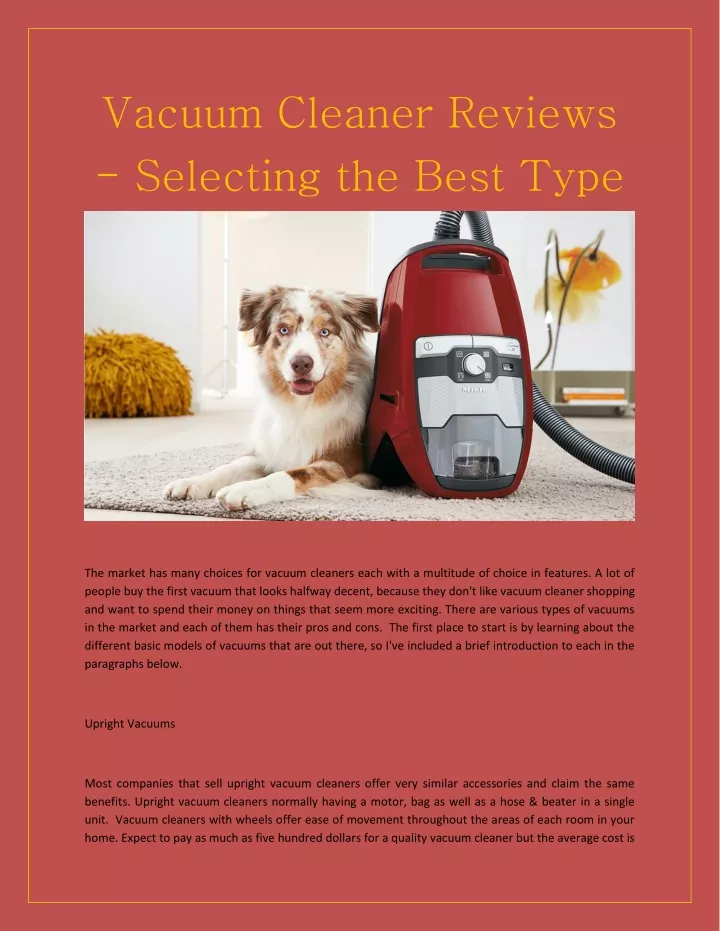 vacuum cleaner reviews selecting the best type