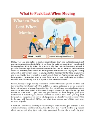 what to pack last when moving