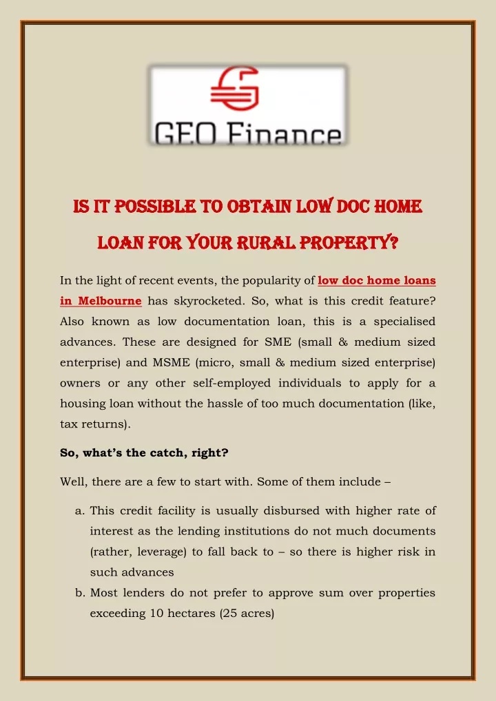 is is it possible to obtain low doc home