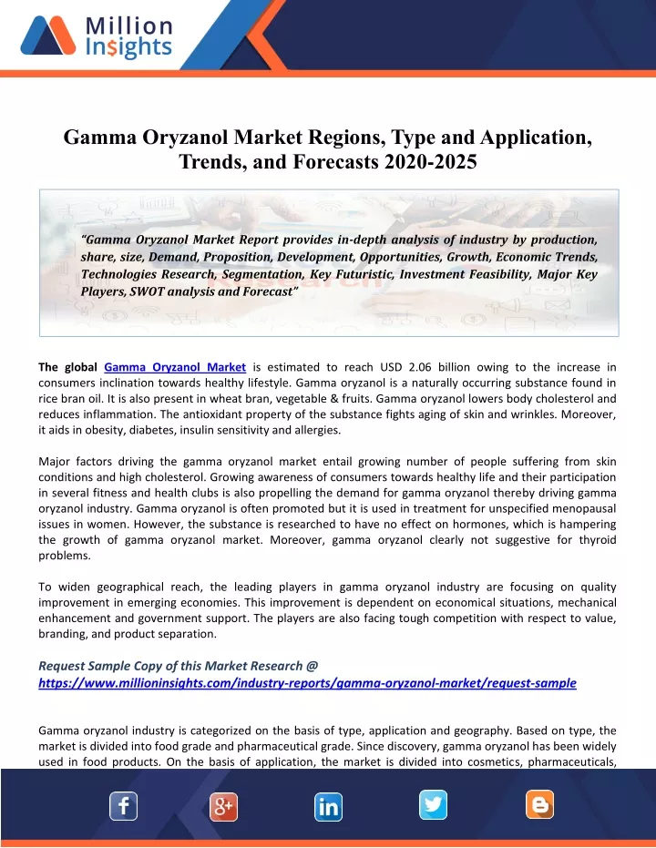 gamma oryzanol market regions type