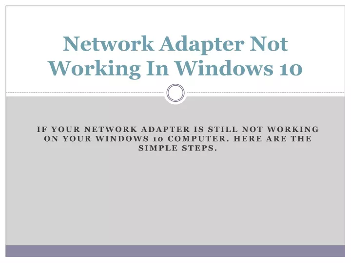 network adapter not working in windows 10