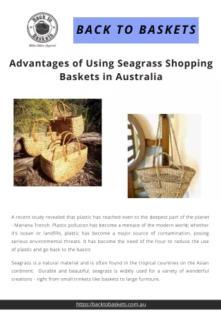 Advantages of Using Seagrass Shopping Baskets in Australia