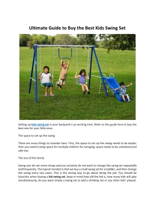Ultimate Guide to Buy the Best Kids Swing Set