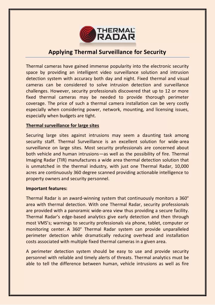 applying thermal surveillance for security