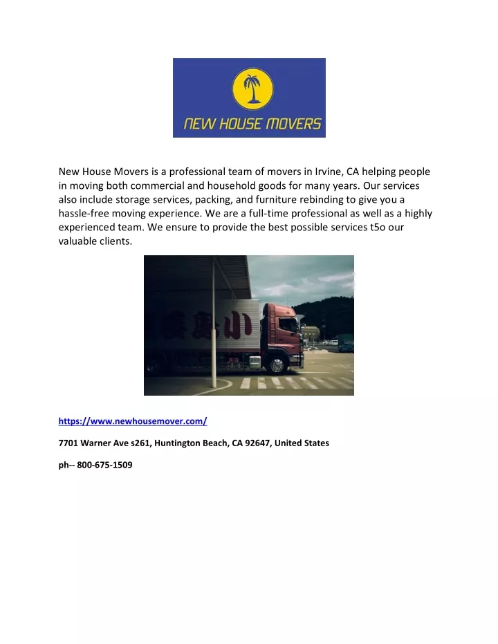new house movers is a professional team of movers