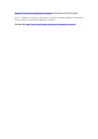 magento ecommerce development company ecommerce