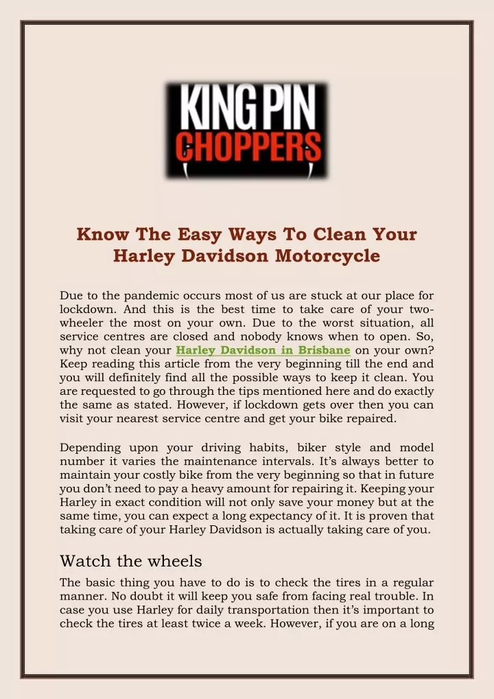 know the easy ways to clean your harley davidson