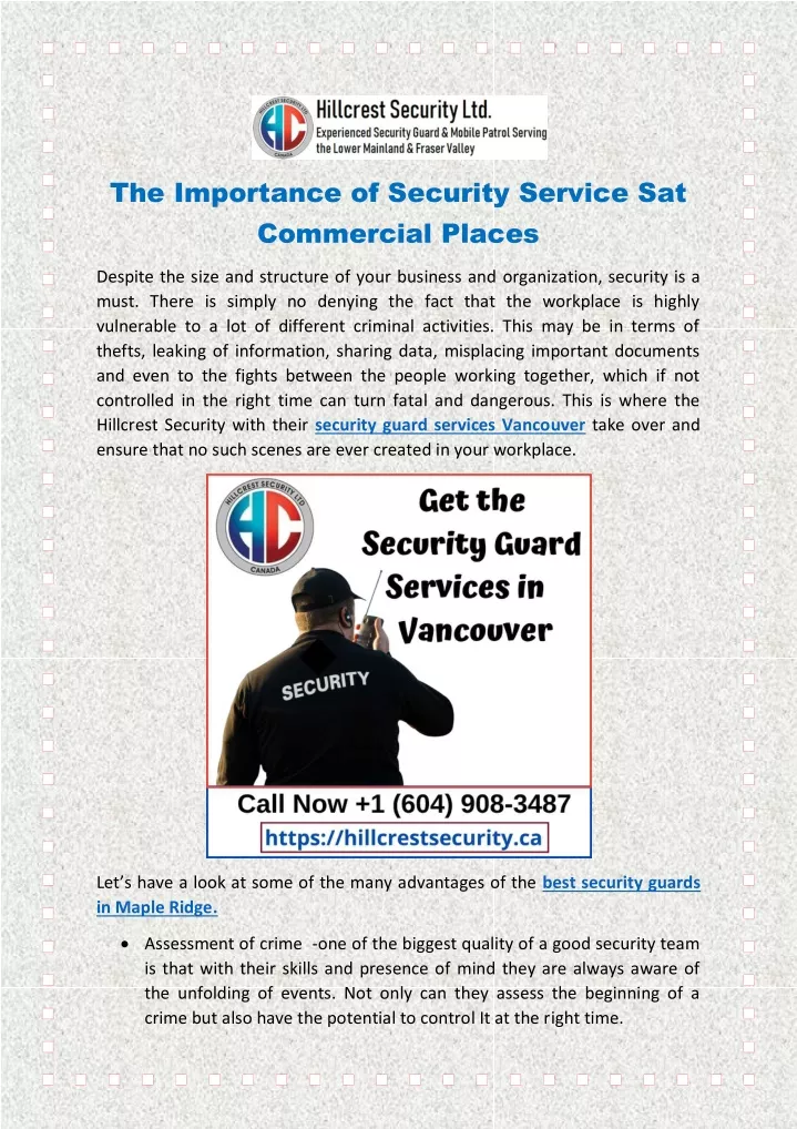 the importance of security service sat commercial