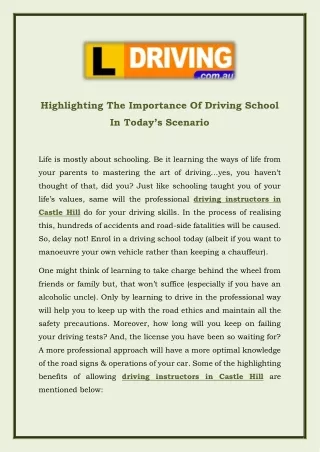 highlighting the importance of driving school