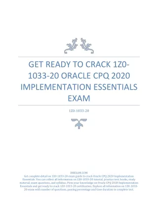 get ready to crack 1z0 1033 20 oracle cpq 2020