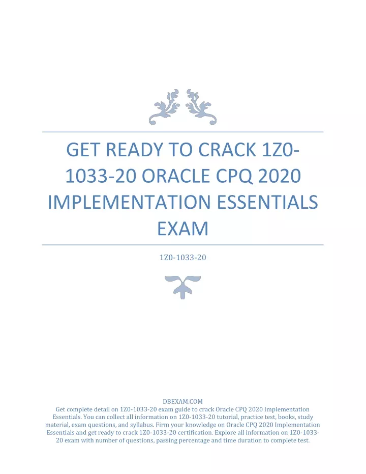 get ready to crack 1z0 1033 20 oracle cpq 2020