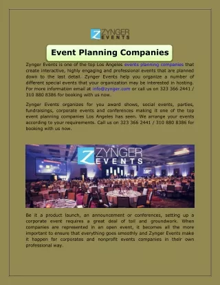 Top Event Planning Companies Los Angeles