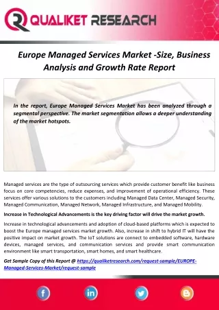 Global Europe Managed Services Market- 2020: Top Impacting Factors, Growth Opportunities, Industry Analysis and Business