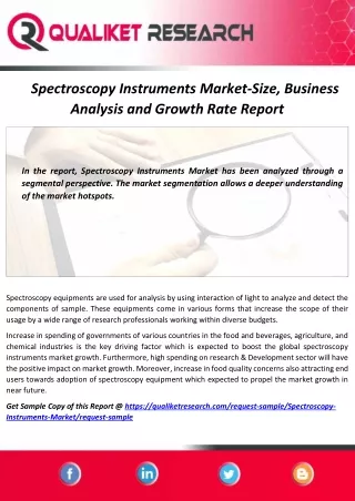 Global Spectroscopy Instruments Market 2020 – Impact of COVID-19, Future Growth Analysis and Challenges