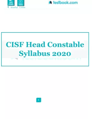 CISF Head Constable Syllabus 2020