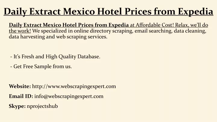 daily extract mexico hotel prices from expedia