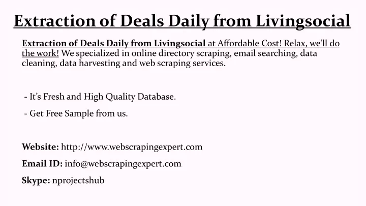 extraction of deals daily from livingsocial