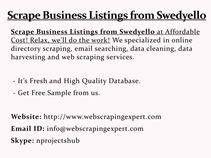 scrape business listings from swedyello