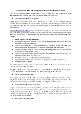 10 major reason why customer management software