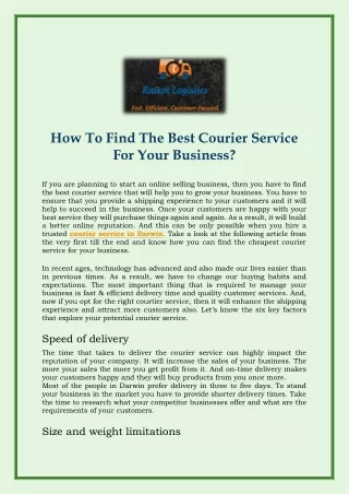 How To Find The Best Courier Service For Your Business?
