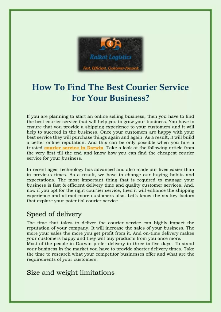 how to find the best courier service for your