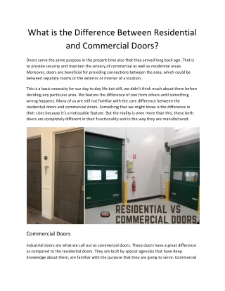 What is the Difference Between Residential and Commercial Doors?
