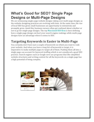 What’s Good for SEO? Single Page Designs or Multi-Page Designs