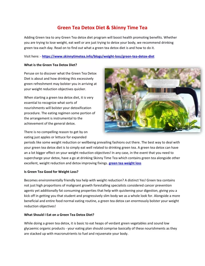 green tea detox diet skinny time tea