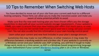 10 tips to remember when switching web hosts