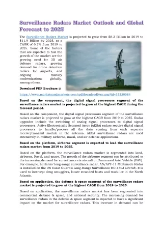 the surveillance radars market is projected