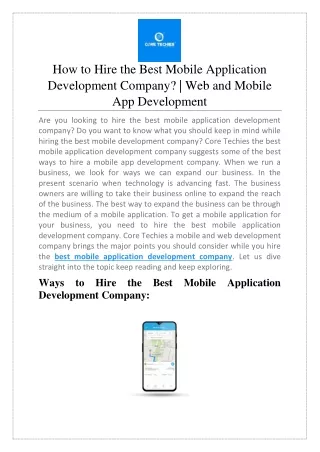 How to Hire the Best Mobile Application Development Company?