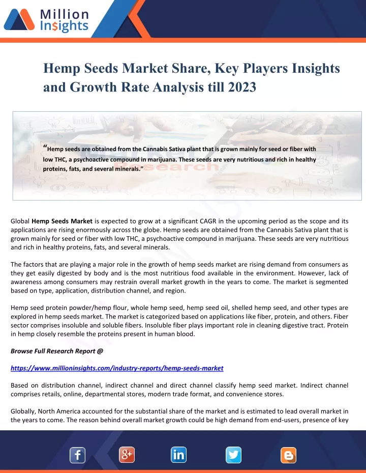 hemp seeds market share key players insights