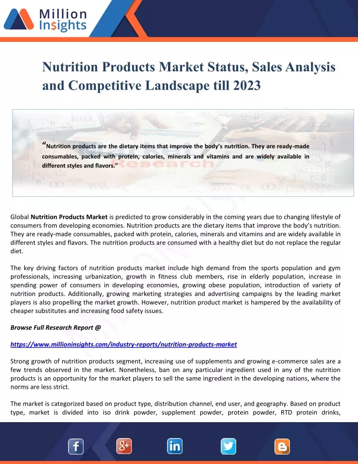 nutrition products market status sales analysis