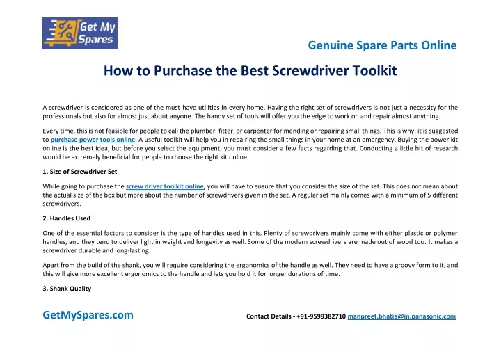 how to purchase the best screwdriver toolkit