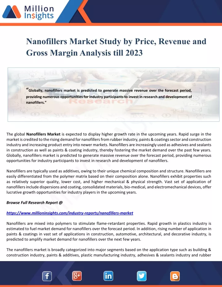 nanofillers market study by price revenue