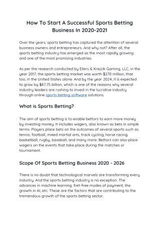 How to Start a successful sports betting business in 2020-2021