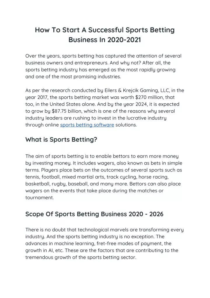 how to start a successful sports betting business