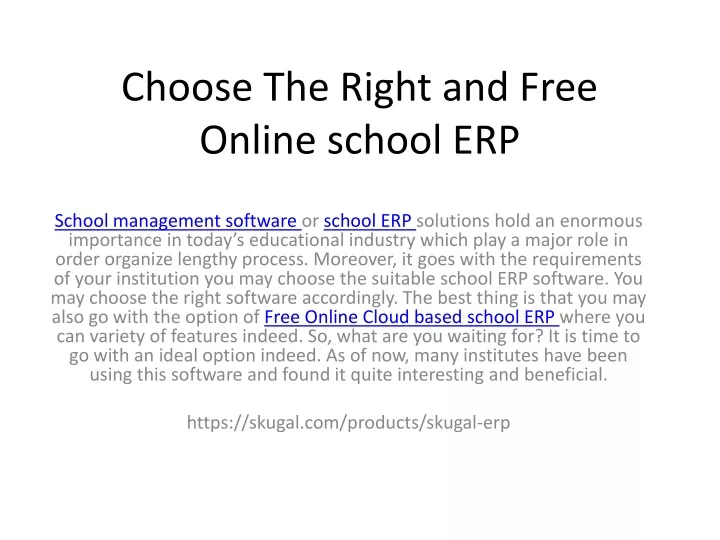 choose the right and free online school erp