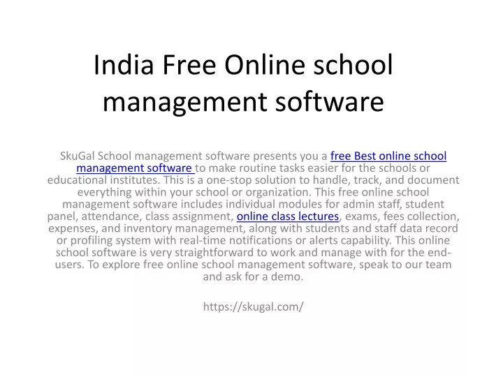 india free online school management software