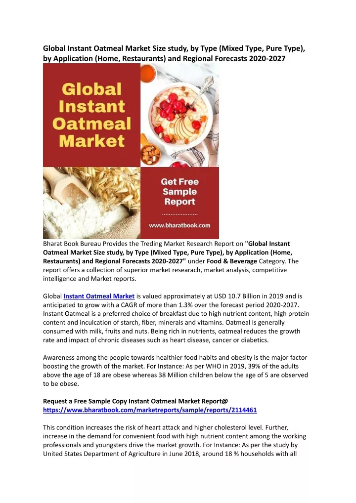 global instant oatmeal market size study by type
